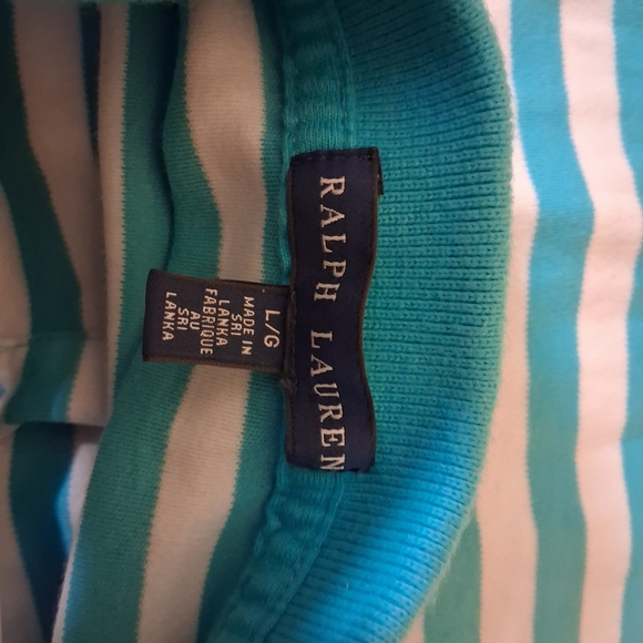 Ralph Lauren Teal and White Striped Polo - Picture 4 of 5